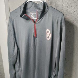 Champion Quarter Zip Pullover Oklahoma University Gray Men's Size 2XL